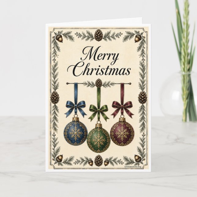 Tarjeta de Navidad - 3 Adornos (Anverso)