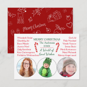 Tarjeta de Navidad 3 Fotos-3x5 Un Mundo de Buenos