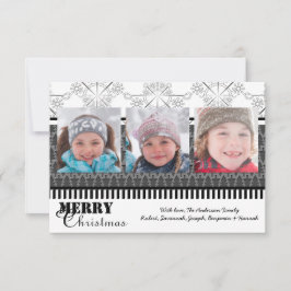 Tarjeta de Navidad 3x5 - 3 Fotos Moderna Blanco & 