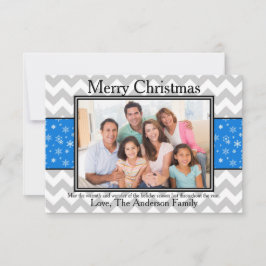 Tarjeta de Navidad 3x5 Gris Chevron Azul Nieve - F