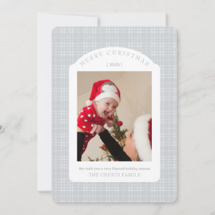 Tarjeta de Navidad a Cuadros Gris Clásico