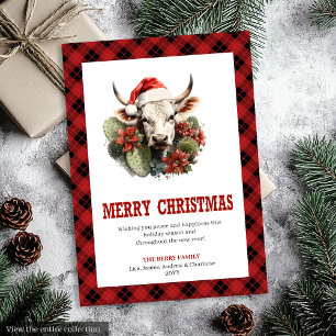 Tarjeta de Navidad a cuadros occidental moderna