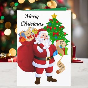 Tarjeta de navidad a los nietos Santa List con fot