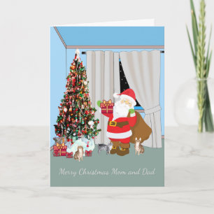 Tarjeta de navidad a mamá, papá, de gatos