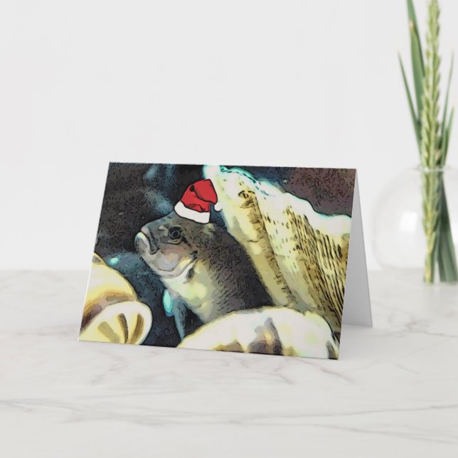 Tarjeta de Navidad a pescado de Santa (Anverso)