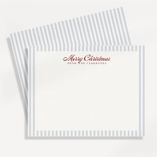 Tarjeta de Navidad a rayas azules claras con estil