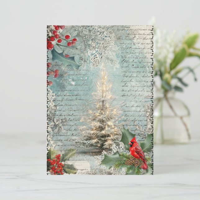 Tarjeta de Navidad abstracta de estilo vintage de  (Anverso de pie)