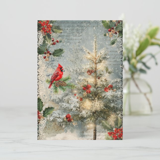 Tarjeta de Navidad abstracta de estilo vintage de  (Anverso de pie)