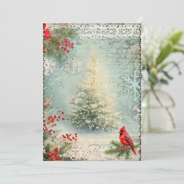 Tarjeta de Navidad abstracta de estilo vintage de  (Anverso de pie)