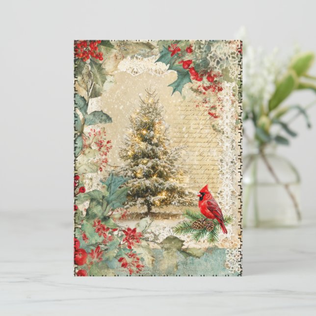 Tarjeta de Navidad abstracta de estilo vintage en  (Anverso de pie)
