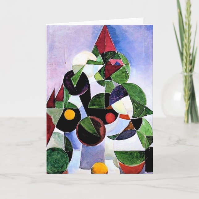 Tarjeta de Navidad abstracta del árbol por (Anverso)
