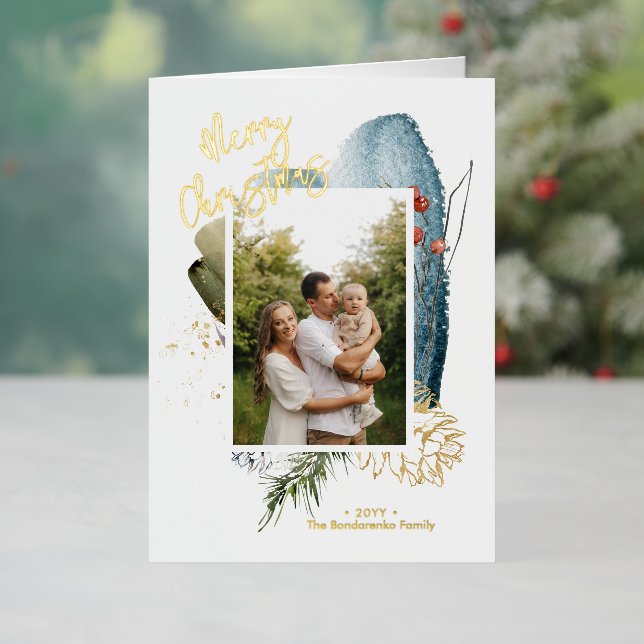 Tarjeta de Navidad abstracta personalizada con fot (Vacaciones in situ)