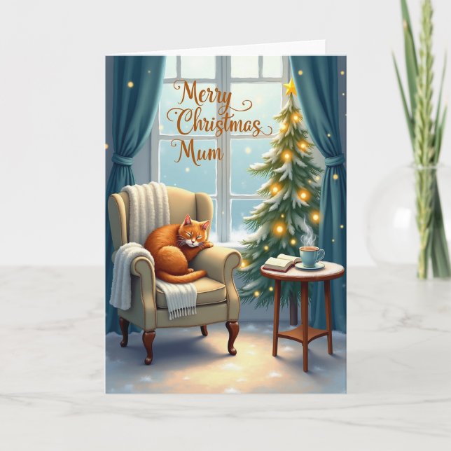Tarjeta de Navidad Acogedora de Mamá (Anverso)