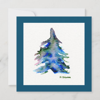 Tarjeta de Navidad acuarela "Árbol simple"