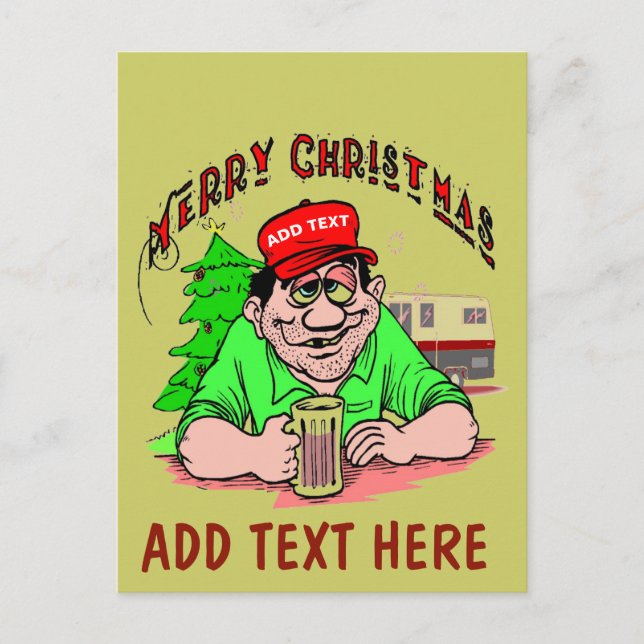 Tarjeta de Navidad ADD TEXT Red Hat de Navidad (Anverso)