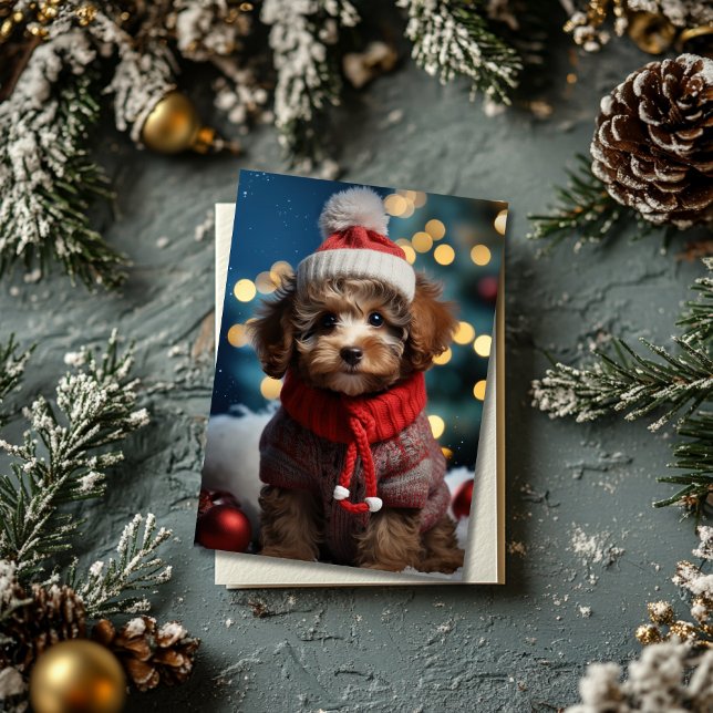 Tarjeta de Navidad Adorable Amigo Peludo Festivo (Subido por el creador)