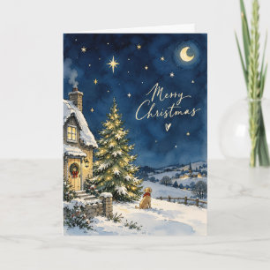 Tarjeta de Navidad adorable de Navidad en el puebl