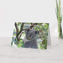 Tarjeta de Navidad adorable feliz de la koala de