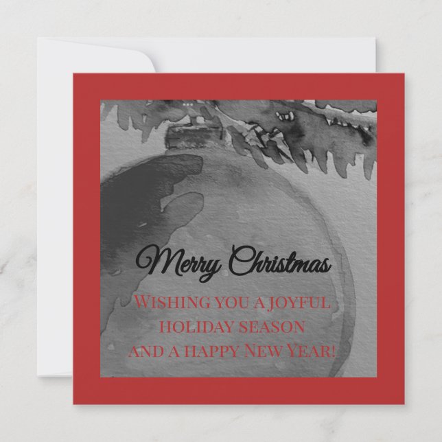 Tarjeta de Navidad Adorno Carmesí – Tarjeta de vac (Anverso)