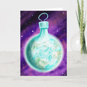 Tarjeta de Navidad adorno de la Tierra