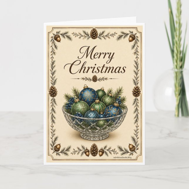 Tarjeta de Navidad - Adornos en Tazón (Anverso)