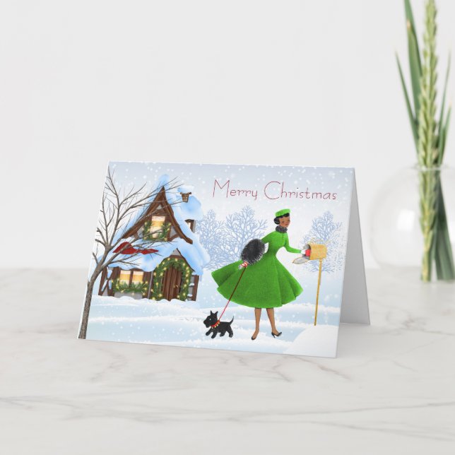 Tarjeta de Navidad afroamericana del vintage (Anverso)