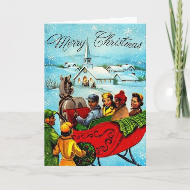 Tarjeta de Navidad afroamericana del vintage (Anverso)