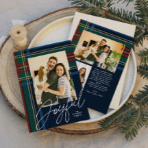 Tarjeta de Navidad alegre a cuadros