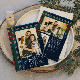Tarjeta de Navidad alegre a cuadros