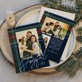 Tarjeta de Navidad alegre a cuadros