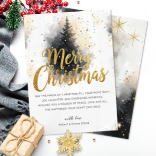 Tarjeta de Navidad alegre con acuarela en dorado n