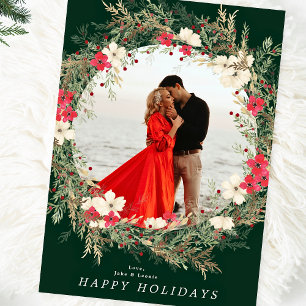 tarjeta de Navidad alegre con corona grande modern