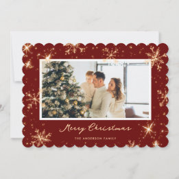 Tarjeta de Navidad alegre con foto de copo de niev