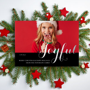 Tarjeta de Navidad alegre con foto de familia con