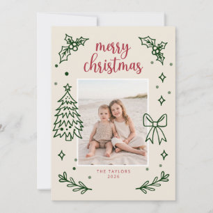 Tarjeta de Navidad alegre con foto familiar de laz