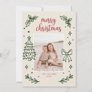 Tarjeta de Navidad alegre con foto familiar de laz