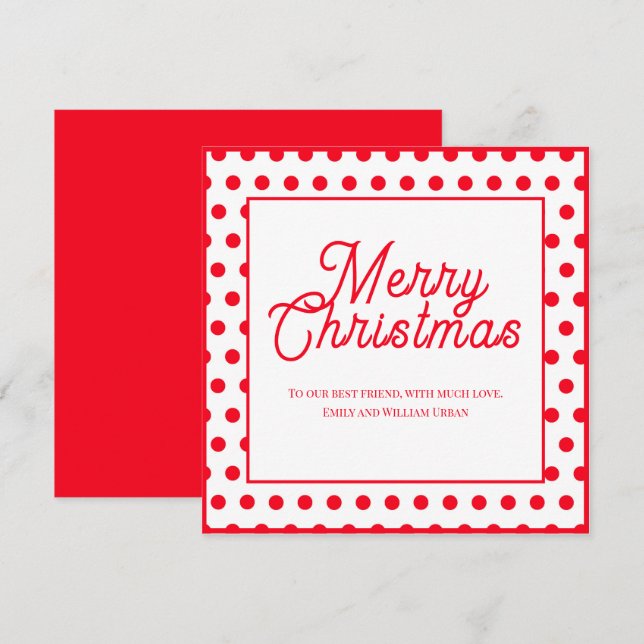 Tarjeta de Navidad alegre con lunares rojos (Anverso / Reverso)