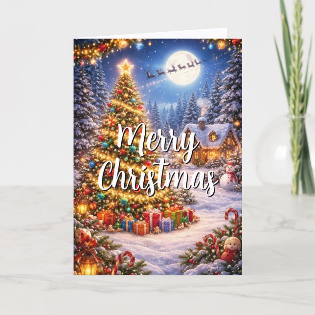 Tarjeta de Navidad alegre con mensaje personalizad (Anverso)