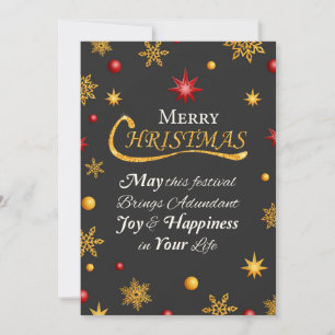 Tarjeta de Navidad alegre con purpurina dorada y c