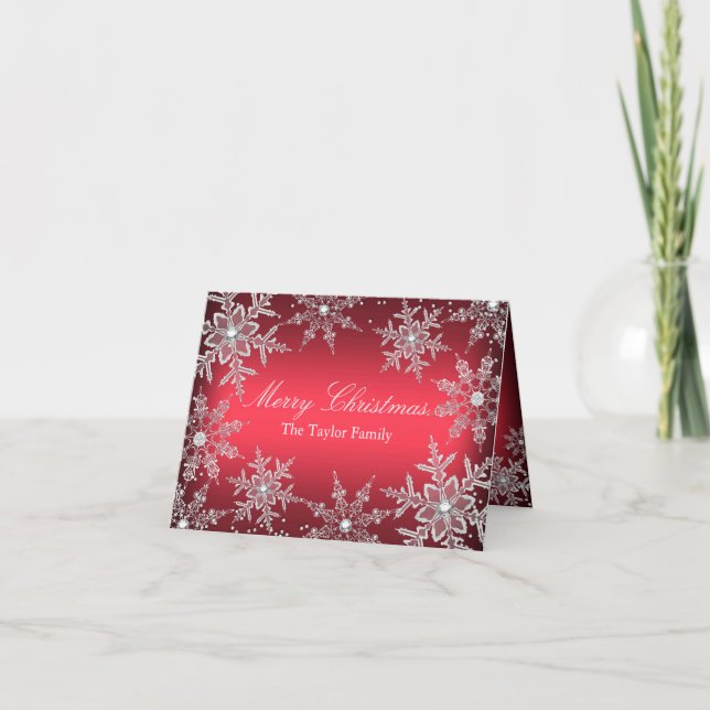 Tarjeta de Navidad alegre copo de nieve de cristal (Anverso)