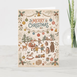Tarjeta de Navidad alegre de Animales del Bosque