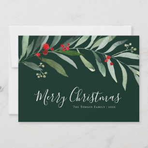 tarjeta de navidad alegre de helecho de invierno
