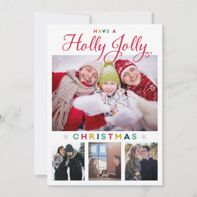 Tarjeta de Navidad alegre del acebo (Anverso)