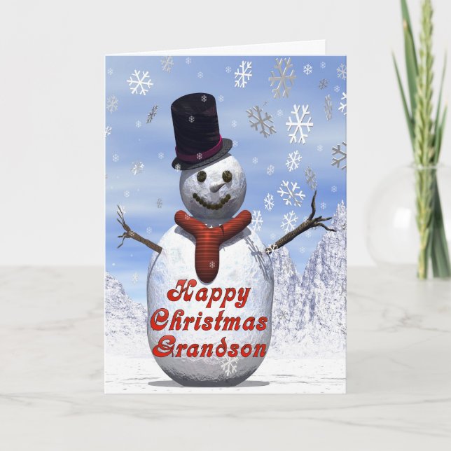 Tarjeta de Navidad alegre del muñeco de nieve para (Anverso)
