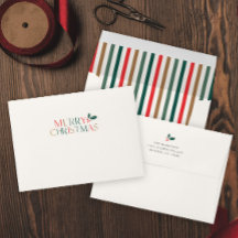 Tarjeta de Navidad alegre dirección de devolución 
