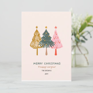 Tarjeta de Navidad Alegre Minimalista Azul Blanco