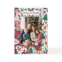 Tarjeta de Navidad Alegre y Brillante con Foto Fes