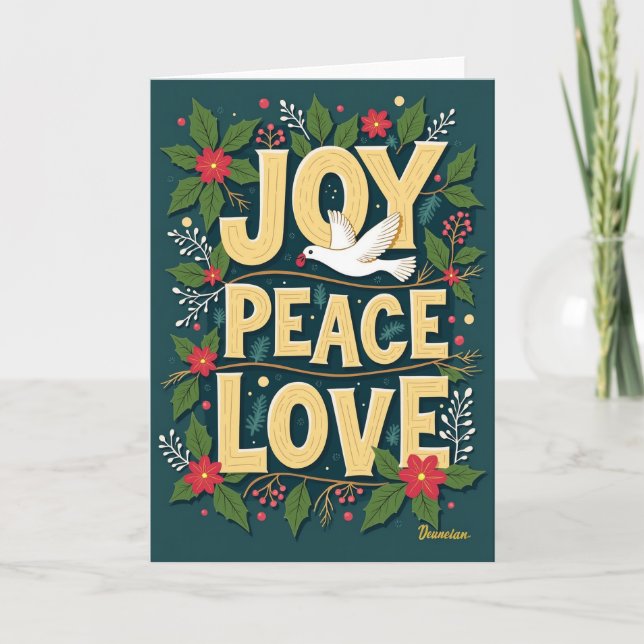 Tarjeta de Navidad Alegría Paz Amor (Anverso)