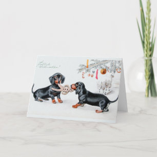 Tarjeta de Navidad alemana del Dachshund del