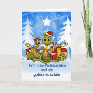 Tarjeta de Navidad alemana - dragón lindo -